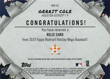 2019 Topps Holiday - Relics #WHR-GC Gerrit Cole Back