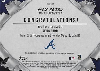 2019 Topps Holiday - Relics #WHR-MF Max Fried Back