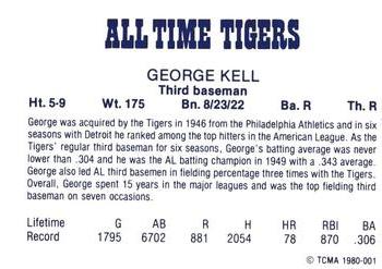 1980 TCMA All Time Detroit Tigers - Red #1 George Kell Back