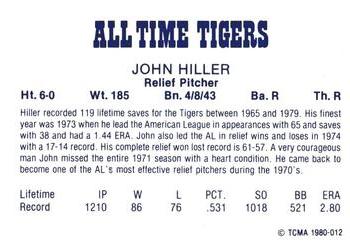 1980 TCMA All Time Detroit Tigers - Red #12 John Hiller Back