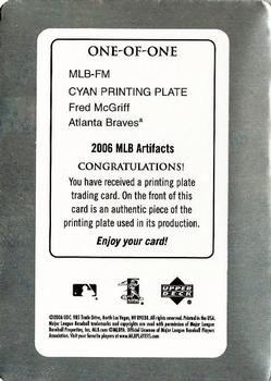 2006 Upper Deck Artifacts - MLB Game-Used Apparel Printing Plates Cyan #MLB-FM Fred McGriff Back