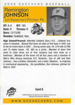 2008 MultiAd Wichita State Shockers #8 Remington Johnson Back