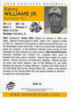 2008 MultiAd Wichita State Shockers #12 Kenny Williams Jr. Back