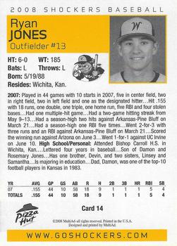 2008 MultiAd Wichita State Shockers #14 Ryan Jones Back