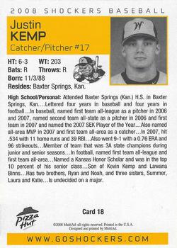 2008 MultiAd Wichita State Shockers #18 Justin Kemp Back