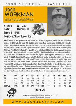 2008 MultiAd Wichita State Shockers #23 Josh Workman Back