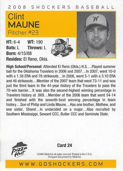 2008 MultiAd Wichita State Shockers #24 Clint Maune Back