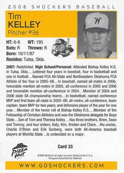 2008 MultiAd Wichita State Shockers #33 Tim Kelley Back
