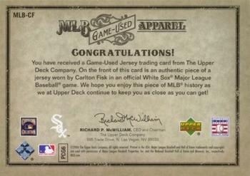 2006 Upper Deck Artifacts - MLB Game-Used Apparel Silver Limited #MLB-CF Carlton Fisk Back
