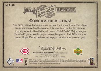 2006 Upper Deck Artifacts - MLB Game-Used Apparel Silver Limited #MLB-KG Ken Griffey Jr. Back