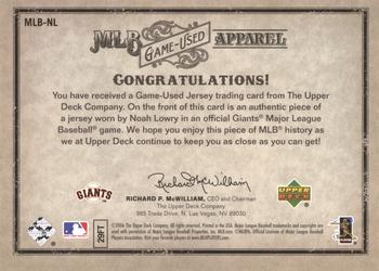2006 Upper Deck Artifacts - MLB Game-Used Apparel Silver Limited #MLB-NL Noah Lowry Back