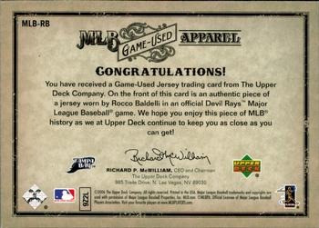 2006 Upper Deck Artifacts - MLB Game-Used Apparel Silver Limited #MLB-RB Rocco Baldelli Back