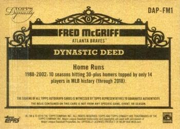 2019 Topps Dynasty - Autographed Patches Gold #DAP-FM1 Fred McGriff Back