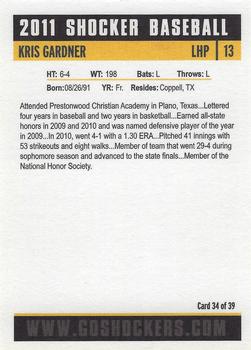 2011 Pizza Hut Wichita State Shockers #34 Kris Gardner Back