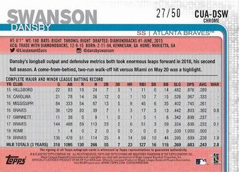 2019 Topps Chrome Update - Autographs Gold Refractor #CUA-DSW Dansby Swanson Back