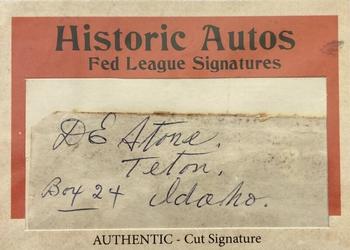 2019 Historic Autographs The Federal League - Cut Signatures #NNO Dwight Stone Front