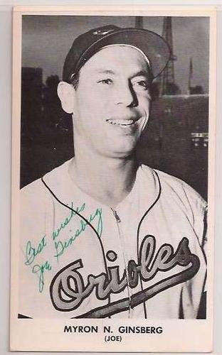 1957-59 Baltimore Orioles Photocards #NNO Myron Ginsberg Front