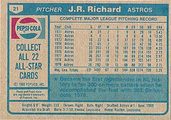 1980 Pepsi-Cola All-Stars #21 J.R. Richard Back