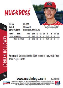 2015 Choice Batavia Muckdogs #18 Jordan Holloway Back