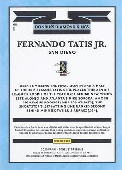 2020 Donruss #1 Fernando Tatis Jr. Back