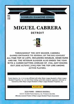 2020 Donruss #11 Miguel Cabrera Back
