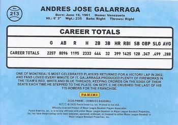 2020 Donruss #213 Andres Galarraga Back
