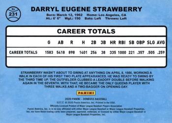 2020 Donruss #231 Darryl Strawberry Back