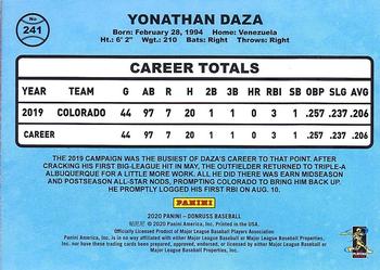 2020 Donruss #241 Yonathan Daza Back