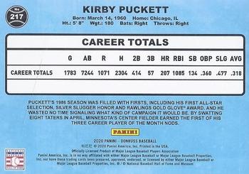 2020 Donruss #217 Kirby Puckett Back