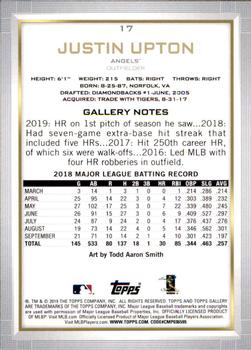 2019 Topps Gallery #17 Justin Upton Back