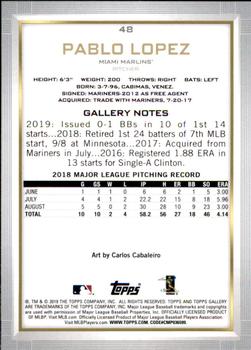2019 Topps Gallery #48 Pablo Lopez Back