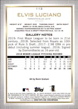2019 Topps Gallery #112 Elvis Luciano Back