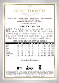 2019 Topps Gallery #128 Cole Tucker Back