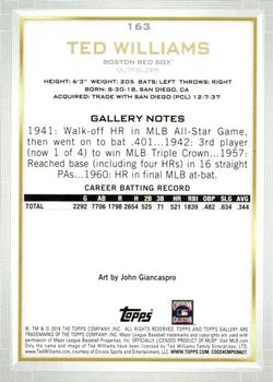 2019 Topps Gallery #163 Ted Williams Back
