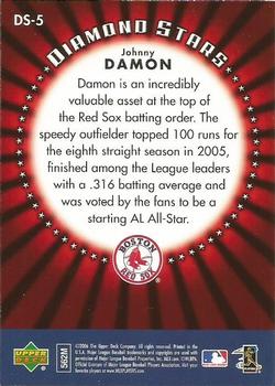 2006 Upper Deck First Pitch - Diamond Stars #DS-5 Johnny Damon Back