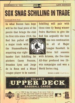 2006 Upper Deck First Pitch - Hot Stove Headlines #HS-4 Curt Schilling Back