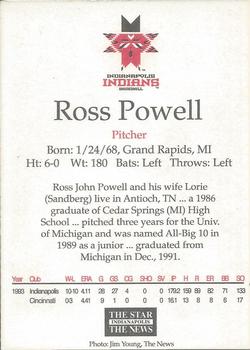 1994 Indianapolis Star & News Indianapolis Indians #NNO Ross Powell Back