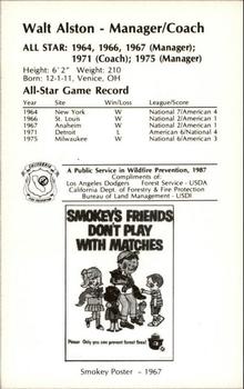 1987 Los Angeles Dodgers All-Stars Smokey #1 Walt Alston Back