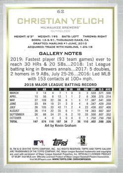 2019 Topps Gallery - Artist Proof #62 Christian Yelich Back