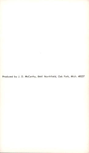 1970 JD McCarthy Postcards #NNO JIm Dunegan Back