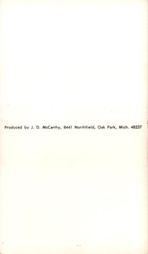1970 JD McCarthy Postcards #NNO Charley Walters Back