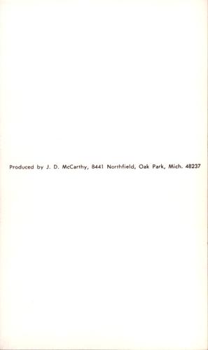 1970 JD McCarthy Postcards #NNO Syd O'Brien Back