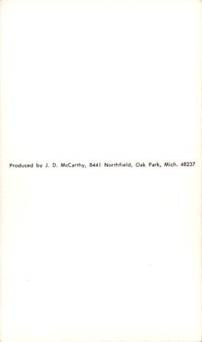 1970 JD McCarthy Postcards #NNO Don Pavletich Back