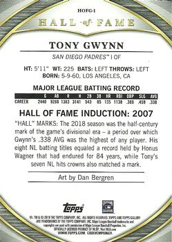 2019 Topps Gallery - Hall of Fame #HOFG-1 Tony Gwynn Back