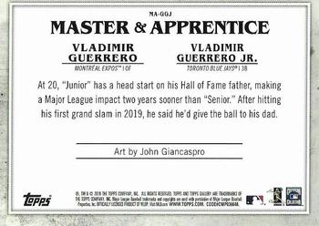 2019 Topps Gallery - Master & Apprentice #MA-GGJ Vladimir Guerrero / Vladimir Guerrero Jr. Back