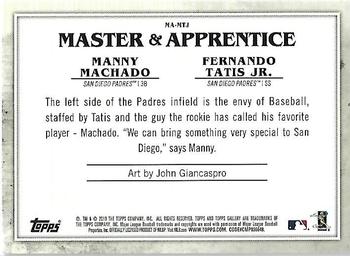 2019 Topps Gallery - Master & Apprentice #MA-MTJ Manny Machado / Fernando Tatis Jr. Back