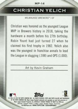 2019 Topps Gallery - Masterpiece #MP-14 Christian Yelich Back