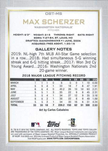 2019 Topps Gallery - Oversized Box Toppers #OBT-MS Max Scherzer Back