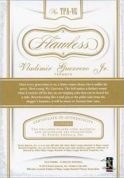 2019 Panini Flawless - Flawless Rookie Triple Patch Autographs Gold #TPA-VG Vladimir Guerrero Jr. Back