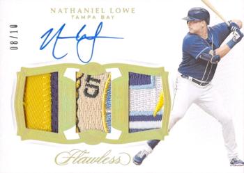 2019 Panini Flawless - Triple Patch Autographs Gold #TPA-NL Nathaniel Lowe Front